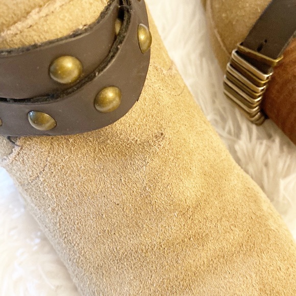 DOLCE VITA jacy Anthropologie Taupe Harness Suede Heel Ankle Boot women size 9.5 - Picture 10 of 11